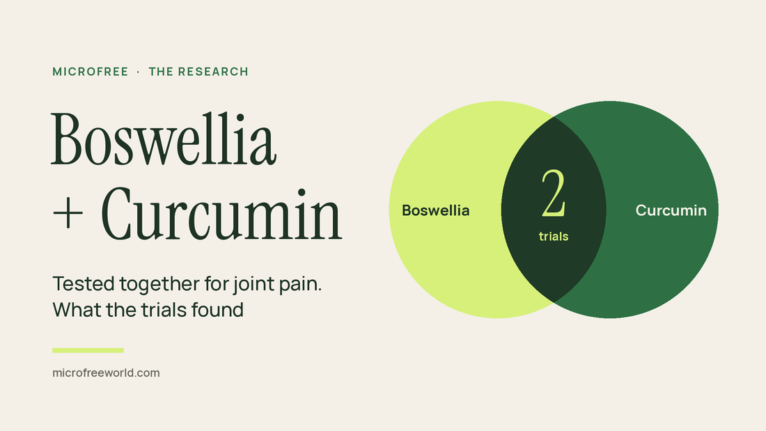Boswellia and curcumin shown as two overlapping circles with the number of trials that tested them together