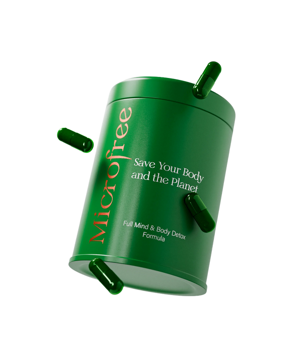MicroFree Daily Detox inflammation relief supplement bottle with capsules beside it
